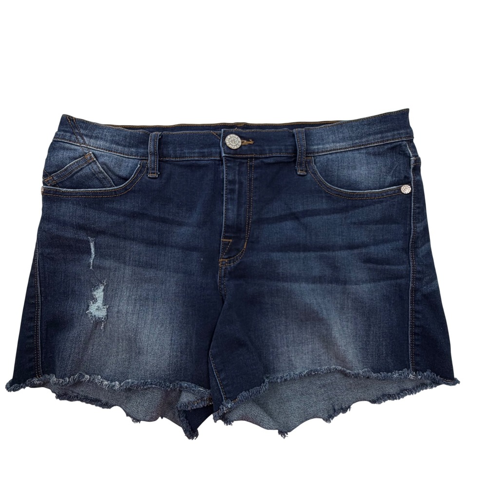 Rock & Republic Hula Denim Shorts Women Blue Distressed Cutoff Jean Size 14